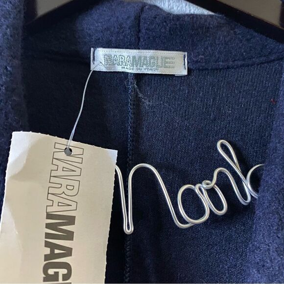 Nara Maglie Navy Wool Blend Cardigan With Tortoiseshell Buttons NWT Size X-Large - Picture 16 of 16